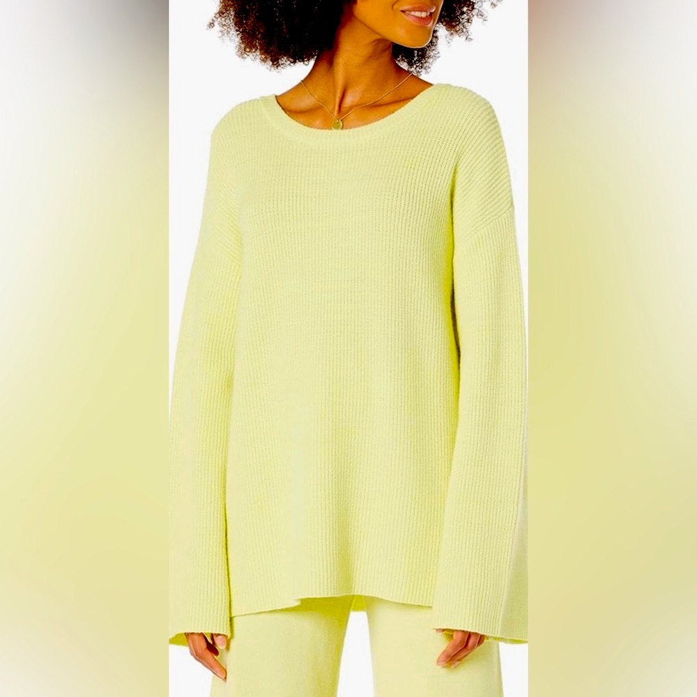 Women's Alice Crewneck Back Slit Ribbed Pullover Sweater, Butterfly, Size Small